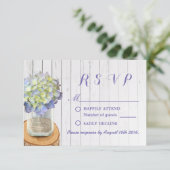 Rustieke bruiloft RSVP Mason Jar & Hydrangea (Staand voorkant)
