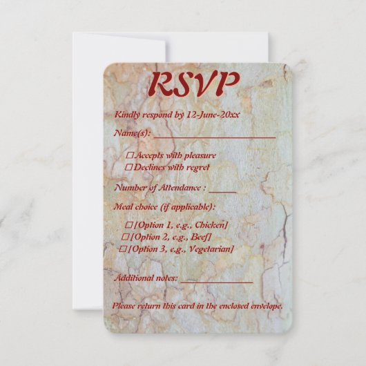 Rustieke bruiloft RSVP natuurlijke ontwerp (Voorkant)