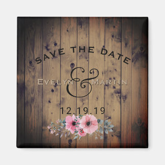 Rustieke bruiloft Save the Date Barnwood Floral Magneet