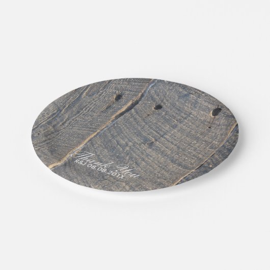 rustieke bruiloft schuur hout land bruiloft gunst papieren bordje (Gekanteld)