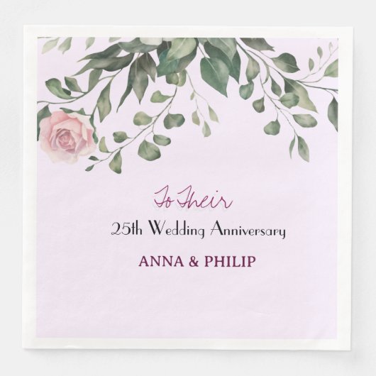 Rustieke bruiloft servetten bloemenroze, stoffig b (Voorkant)