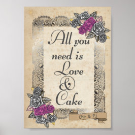 Rustieke bruiloft Sweet en Cake teken Poster