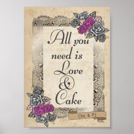 Rustieke bruiloft Sweet en Cake teken Poster (Voorkant)