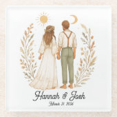 RUSTIEKE BRUILOFT THEMA (Personaliseren) Glazen Onderzetter (Voorkant)