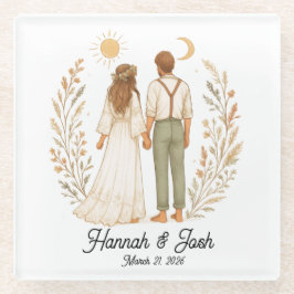 RUSTIEKE BRUILOFT THEMA (Personaliseren) Glazen Onderzetter