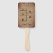 Rustieke bruiloft tijdlijn foto programma handwaaier (Voorkant)