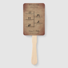 Rustieke bruiloft tijdlijn foto programma handwaaier