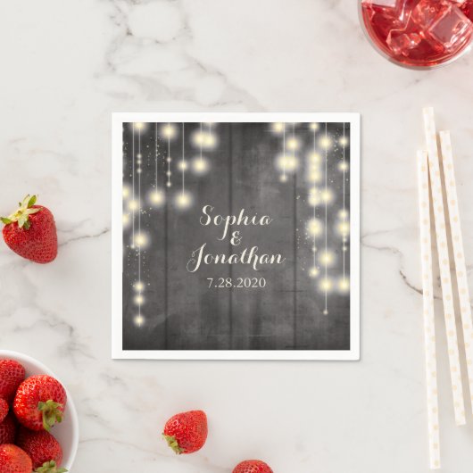 Rustieke bruiloft Twinkle String Lights Schuur Hou Servet (Insitu)