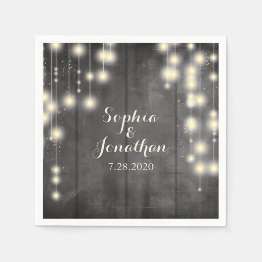 Rustieke bruiloft Twinkle String Lights Schuur Hou Servet (Voorkant)