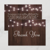 Rustieke Bruiloft Typografie Sting Lights Hout Bedankkaart (Voorkant / Achterkant)