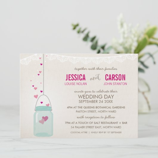 RUSTIEKE BRUILOFT UITNODIGEN schattige metselaar p Kaart (Staand voorkant)