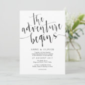 Rustieke bruiloft uitnodiging Het avontuur begint (Staand voorkant)