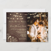 Rustieke bruiloft uitnodiging met foto en QR-code (Voorkant)