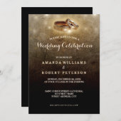 Rustieke bruiloft uitnodiging met trouwringen (Voorkant / Achterkant)