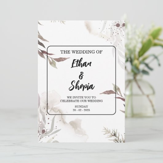 Rustieke bruiloft uitnodiging Sjabloon - (Staand voorkant)