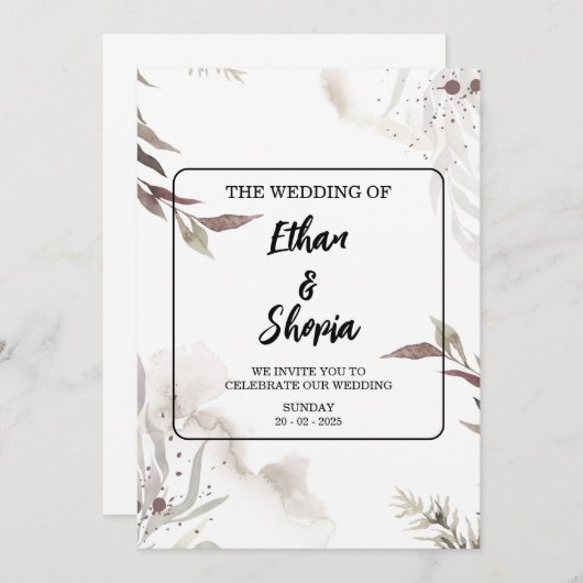 Rustieke bruiloft uitnodiging Sjabloon -  (Voorkant / Achterkant)