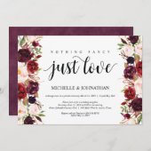 Rustieke bruiloft uitnodigingen met burgundy bloem (Voorkant / Achterkant)