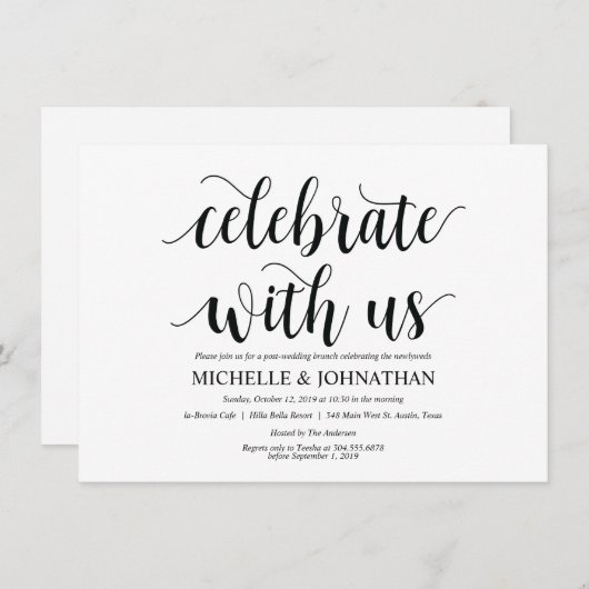 Rustieke Bruiloft Uitnodigingskaart voor Brunch me Kaart (Voorkant / Achterkant)