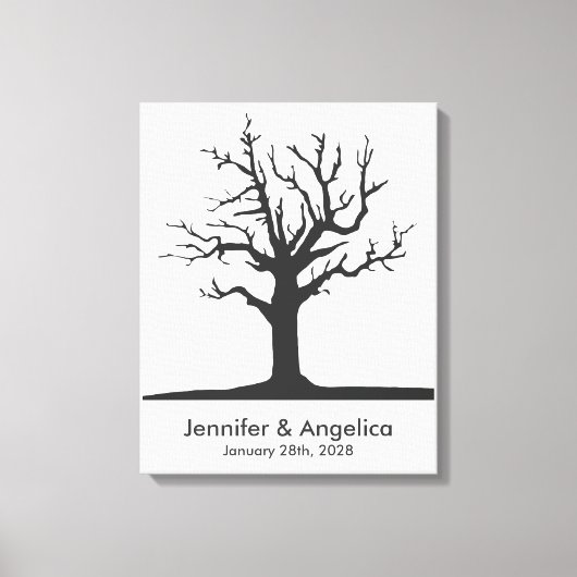 Rustieke bruiloft vingerafdruk boom canvas afdruk (Voorkant)