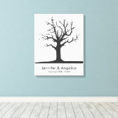 Rustieke bruiloft vingerafdruk boom canvas afdruk (Insitu (Houten vloer))