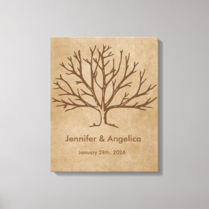 Rustieke bruiloft vingerafdruk boom canvas afdruk