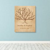 Rustieke bruiloft vingerafdruk boom canvas afdruk (Insitu (Houten vloer))