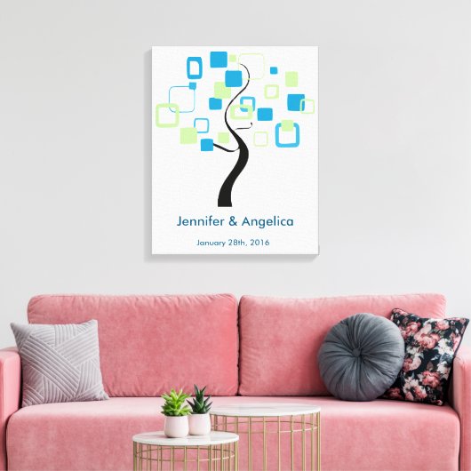 Rustieke bruiloft vingerafdruk boom canvas afdruk (Insitu (Woonkamer))