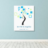 Rustieke bruiloft vingerafdruk boom canvas afdruk (Insitu (Houten vloer))