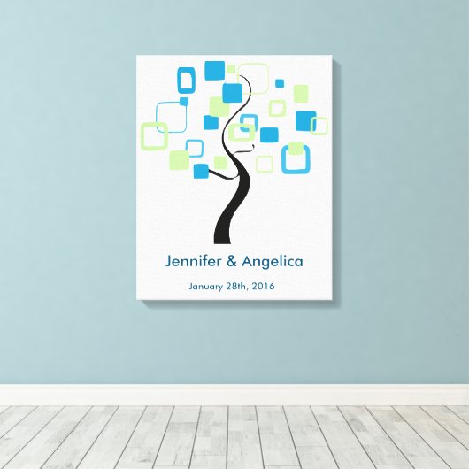 Rustieke bruiloft vingerafdruk boom canvas afdruk (Insitu (Houten vloer))