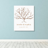 Rustieke bruiloft vingerafdruk boom canvas afdruk (Insitu (Houten vloer))