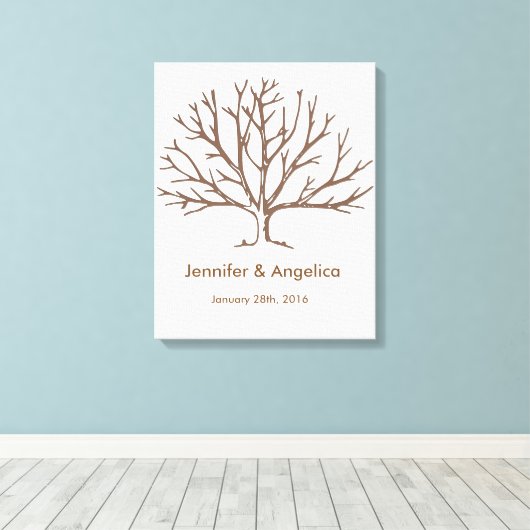 Rustieke bruiloft vingerafdruk boom canvas afdruk (Insitu (Houten vloer))