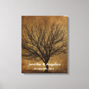 Rustieke bruiloft vingerafdruk boom canvas afdruk