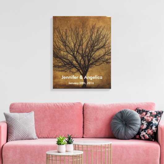 Rustieke bruiloft vingerafdruk boom canvas afdruk (Insitu (Woonkamer))