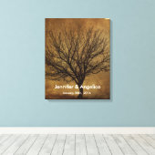 Rustieke bruiloft vingerafdruk boom canvas afdruk (Insitu (Houten vloer))