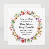 Rustieke bruiloft Waterverf Wildbloemen Save The Date (Voorkant / Achterkant)