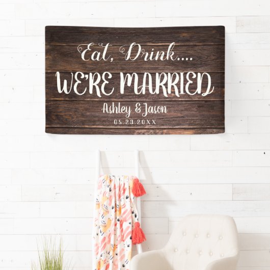 Rustieke bruiloft WE ZIJN GETROUWD Country Barn Wo Spandoek (Insitu)