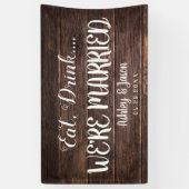 Rustieke bruiloft WE ZIJN GETROUWD Country Barn Wo Spandoek (Verticaal)