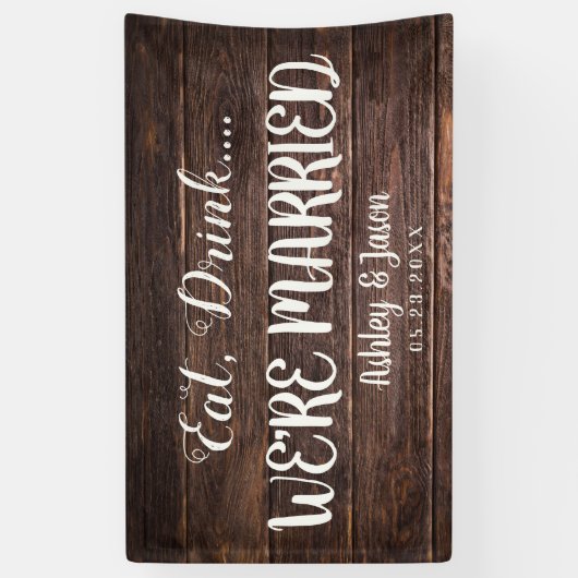 Rustieke bruiloft WE ZIJN GETROUWD Country Barn Wo Spandoek