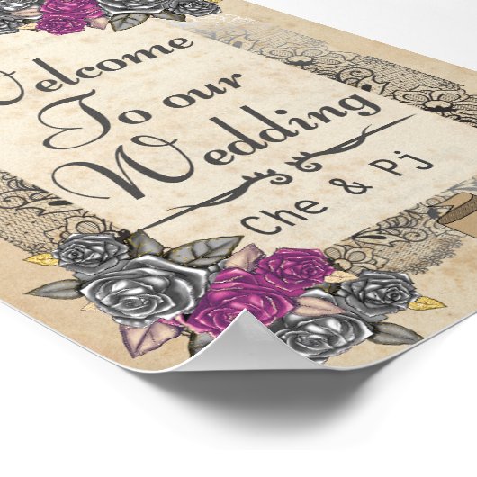 Rustieke bruiloft Welkomstbord Poster (Hoek)