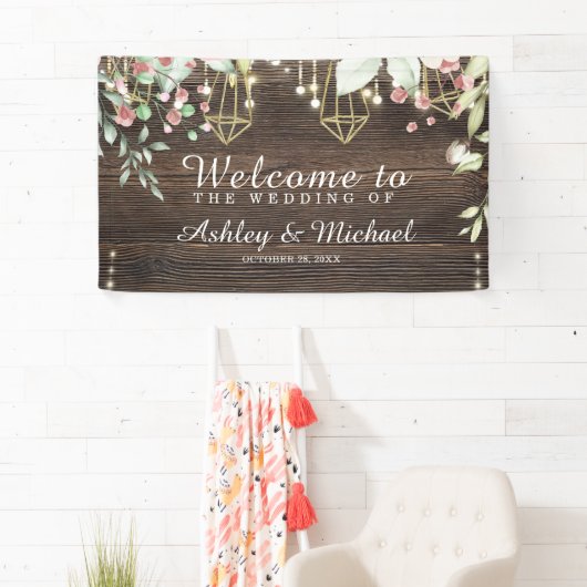 Rustieke Bruiloft Welkomstfeestbanner Spandoek (Insitu)