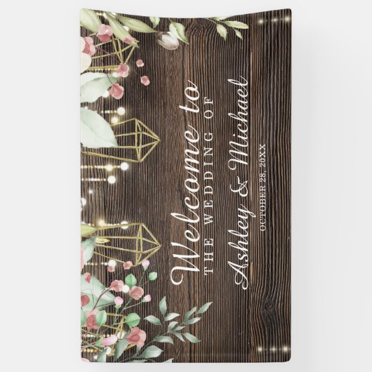 Rustieke Bruiloft Welkomstfeestbanner Spandoek (Verticaal)