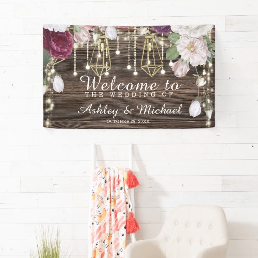 Rustieke Bruiloft Welkomstfeestbanner Spandoek (Insitu)