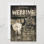 Rustieke bruiloft Western Rodeo Sepia Bull Skull Kaart (Voorkant)
