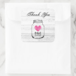 Rustieke bruiloft wit hout  metselaar logo vierkante sticker