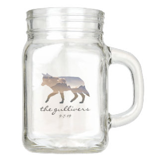 Rustieke bruiloft wolf toasting bril mason jar
