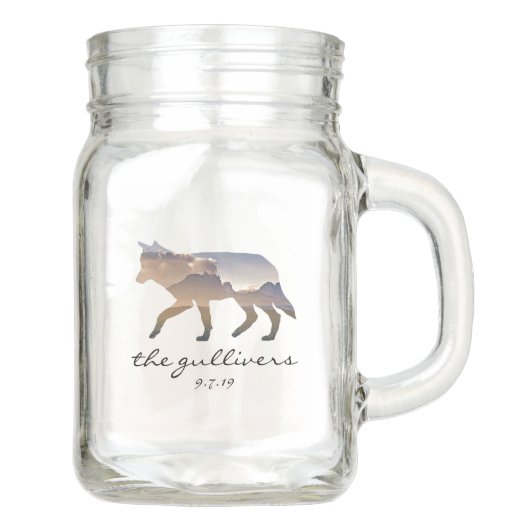 Rustieke bruiloft wolf toasting bril mason jar (Voorkant)