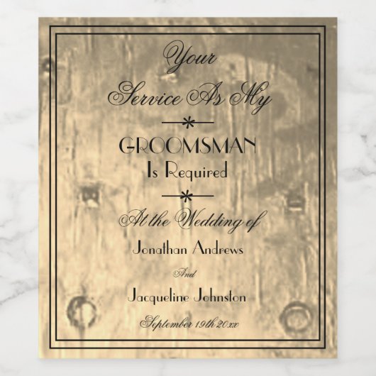 Rustieke bruiloft zal je mijn Groomsman voorstel Wijn Etiket (Enkel label)