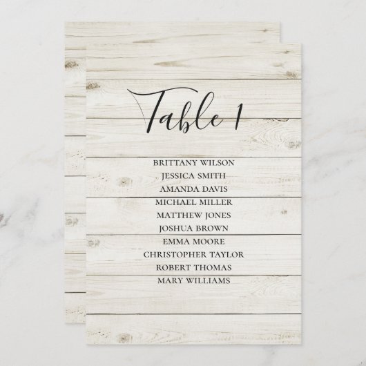 Rustieke bruiloft zitkaart. Moderne houten schuur Kaart (Voorkant / Achterkant)