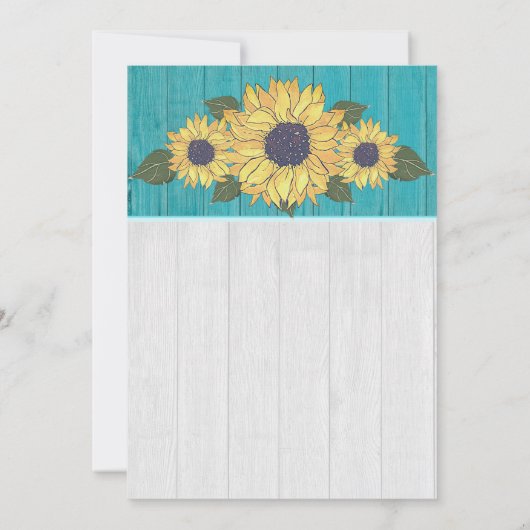 Rustieke bruiloft Zonnebloem Geel Blauwgroen Grijs Kaart (Achterkant)