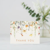 Rustieke Bruiloftsdouche met Wilde Bloemen Bedankkaart (Staand voorkant)